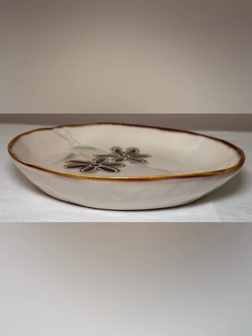 Vintage Pier 1 Petals Stoneware Salad Plate Hand Painted 8 Inches